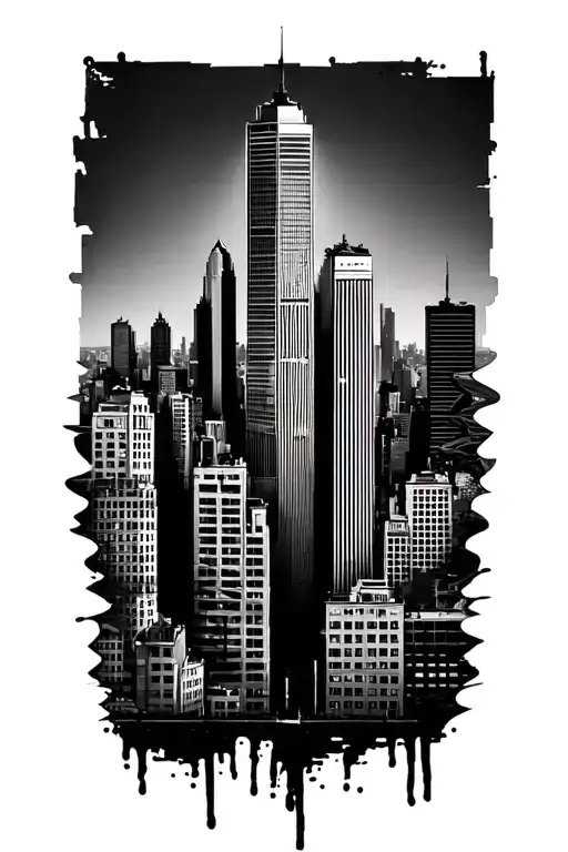 City Skyline With Layers For Men's Leg