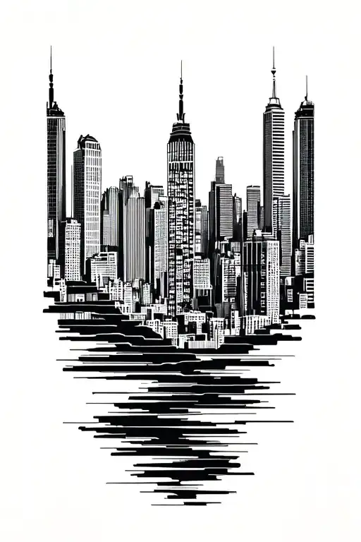 City Skyline With Layers For Men's Leg