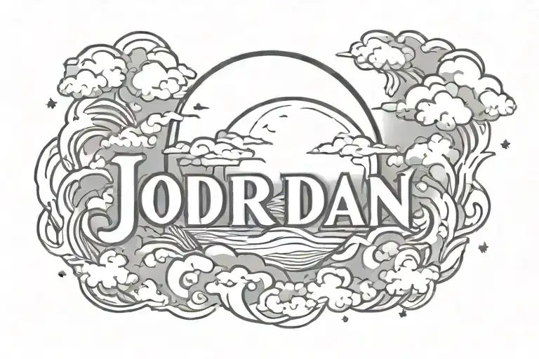 Name Jordan With Clouds And Moon Surrounded