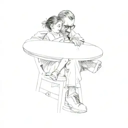 A Daughter In A High Chair With Father