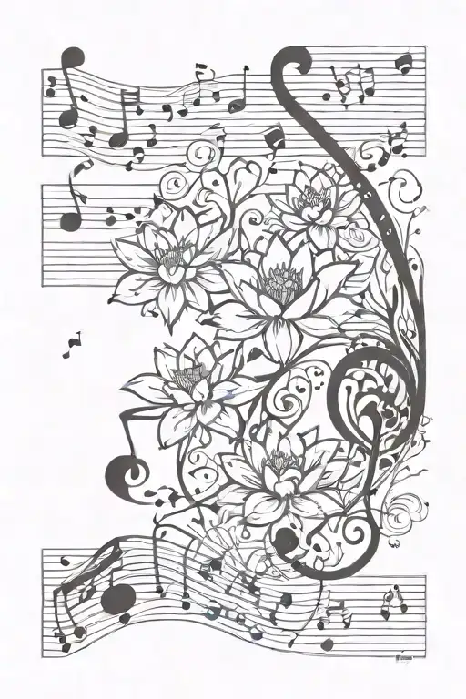 Music Notes And Lotus