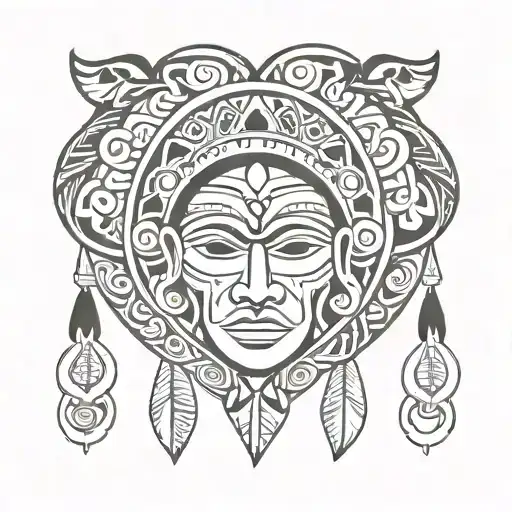 Filipino Tribal Heart Shape Face Design