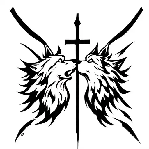 Cross And Wolf Howling