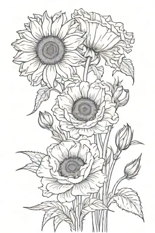 Sunflower Poppy And Gladiolus