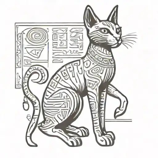 Egyptian Black Bastet Goddess Hieroglyph