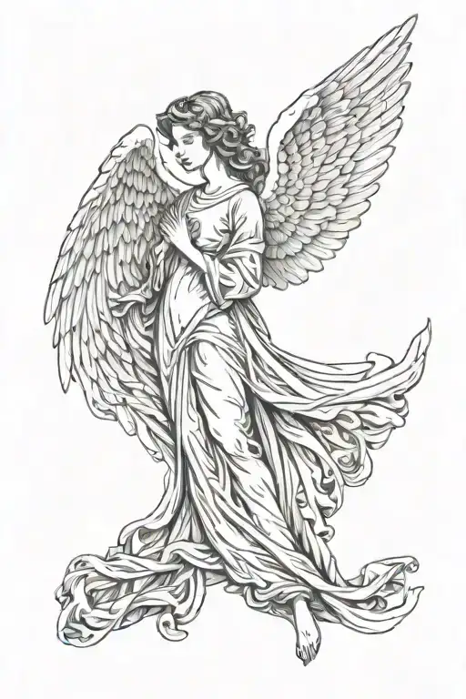 Angel With Spread Wings Looking Down