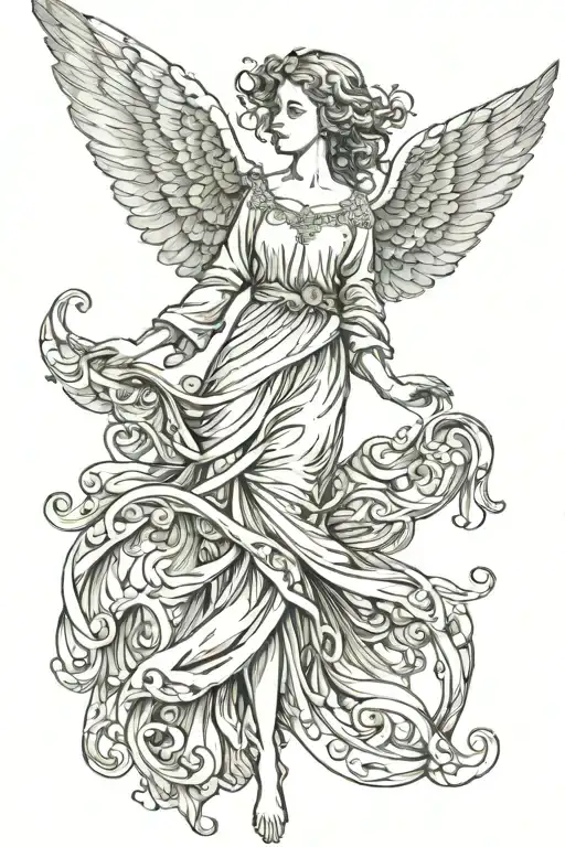 Angel With Spread Wings Looking Down