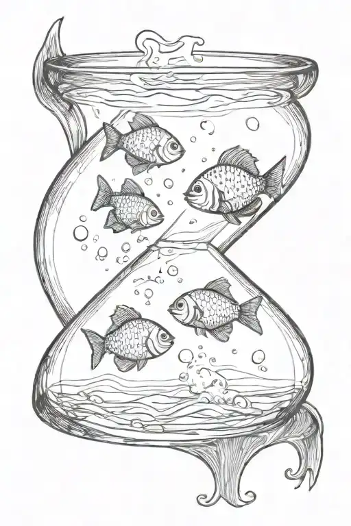 Two Fish In A Fish Bowl That Is Shaped Like An Hour Glass