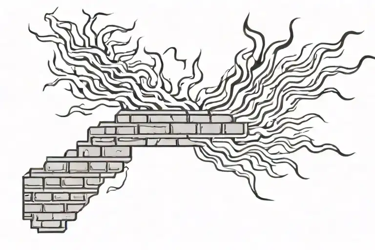 Brick Wall With Flames Right Bicep