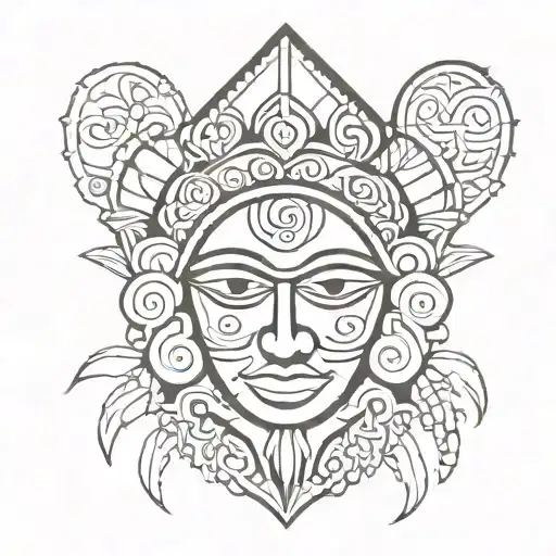 Filipino Tribal Heart Shape Face Design