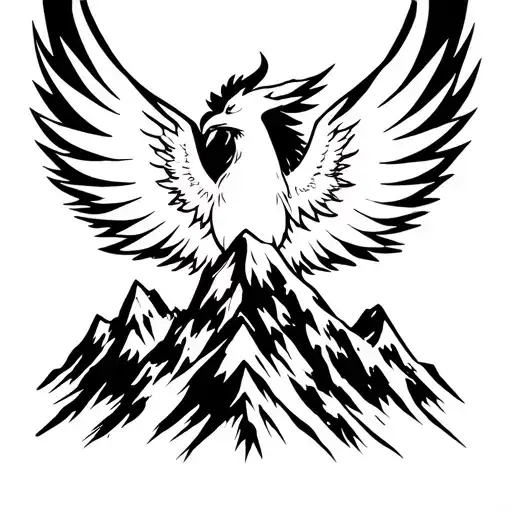 Phoenix Rising From Mountain Peak
