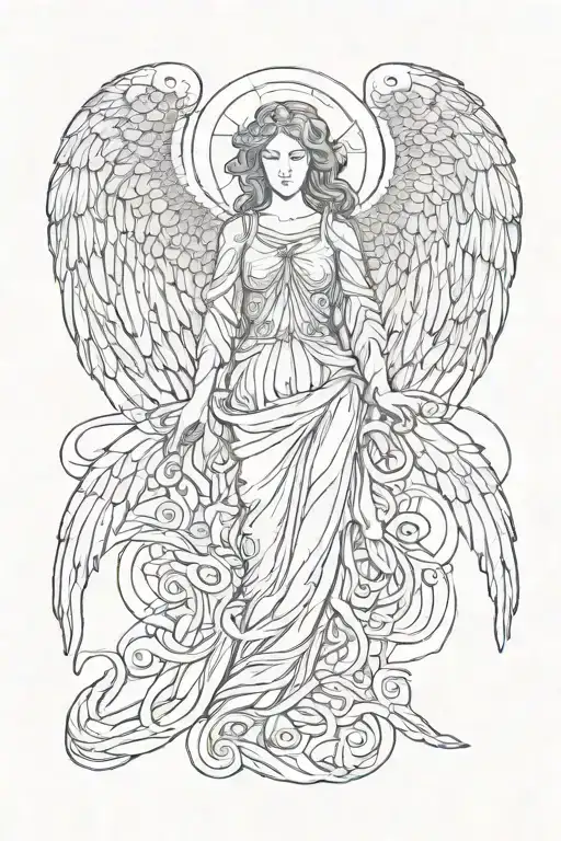 Angel With Spread Wings Looking Down