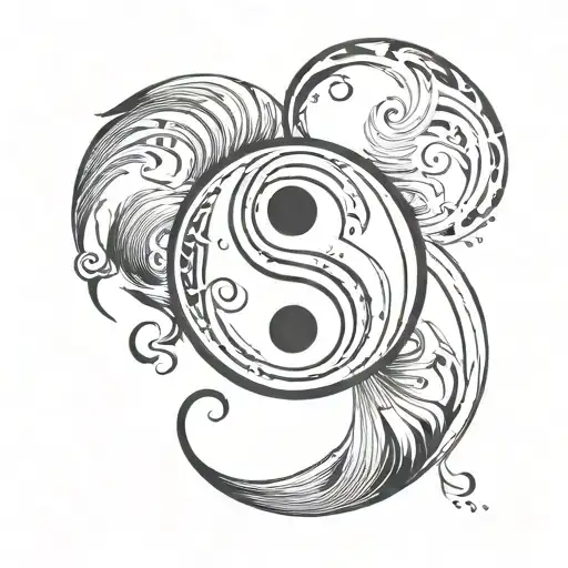 Ying Yang Symbol With Twin Siblings 1 Girl One Boy