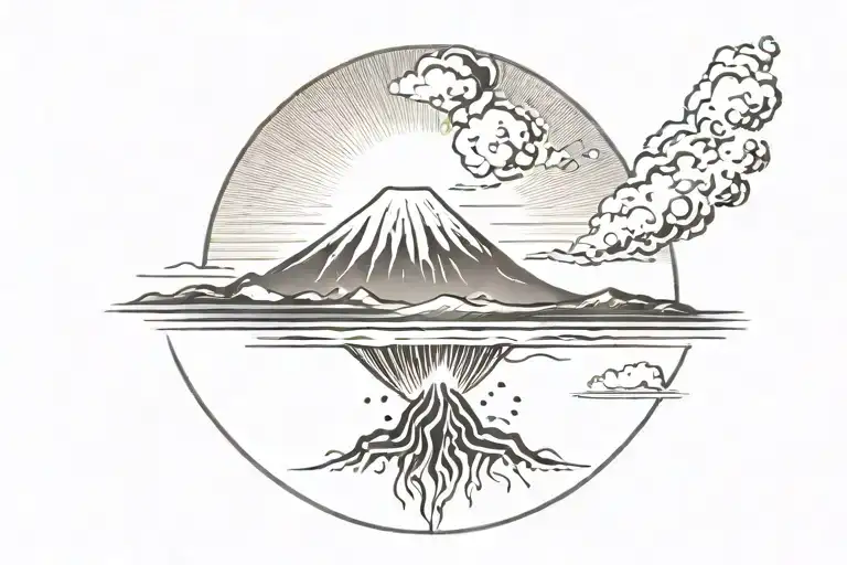 Volcano Sunset And Wind Blowing