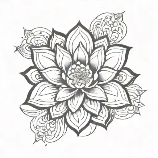 Lotus Bloomed Around A Mandal Having Sun