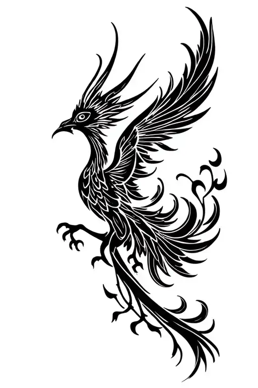 Fiery Phoenix Bird Rising Up