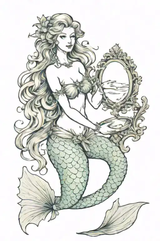 Mermaid With A Mirror In Her Hands