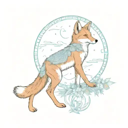 Sitting Coyote And Eidelweiss Moon