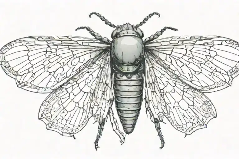 Gothic Cicada With Outstretched Wings
