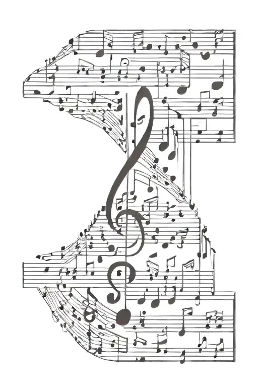 Music Notes With Album Covers Arranged