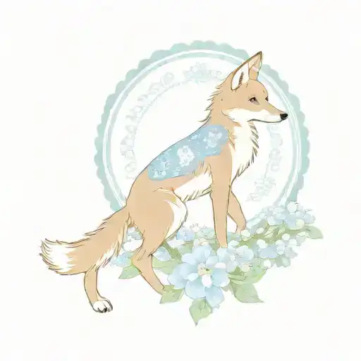 Eidelweiss Flower And Seated Coyote