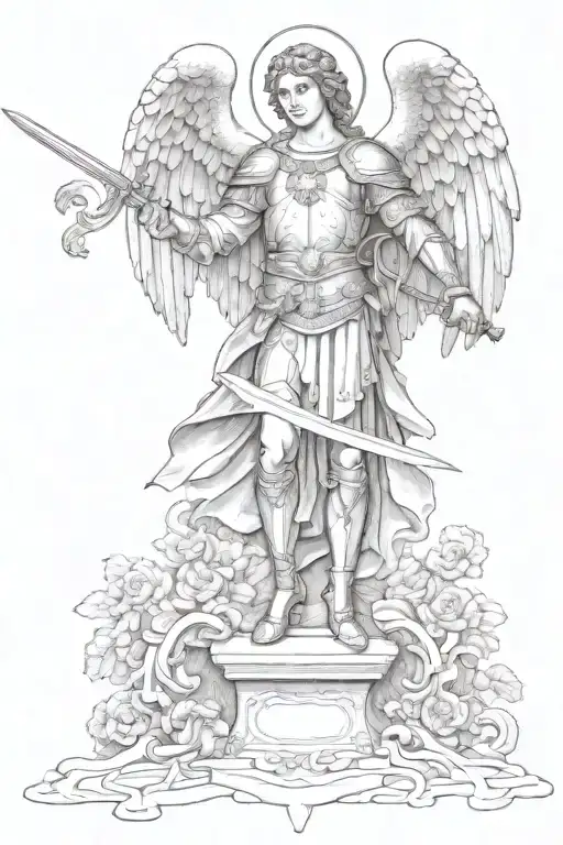 Archangel Michael With Wings And Sword