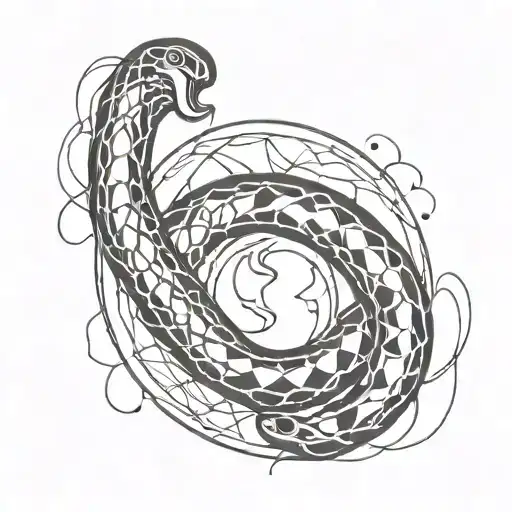 Snakes And Moon Merging Together