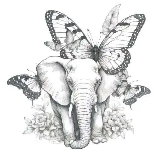Butterfly And Elephant Face Combined