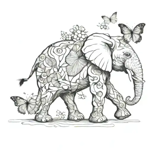 Butterfly And Elephant Combined