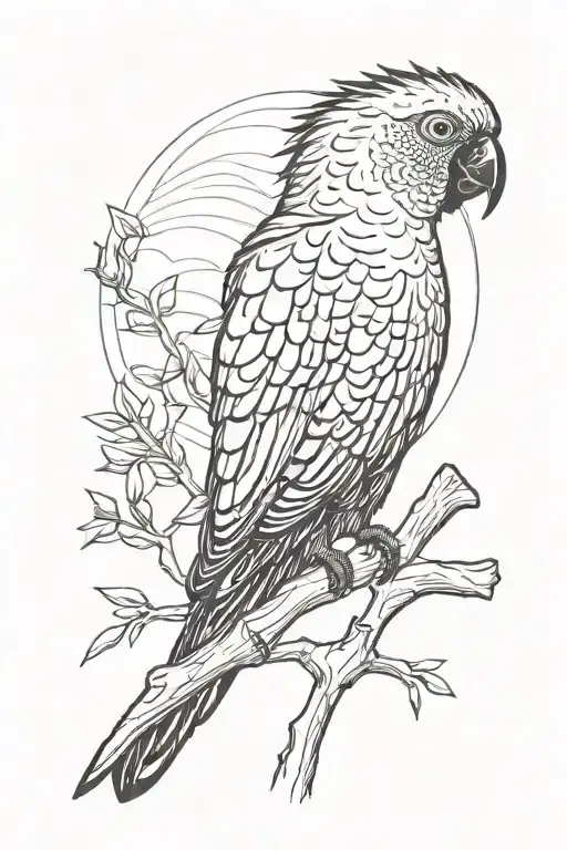 Red Tail Black Cockatoo Sitting On A Dead Tree Branch