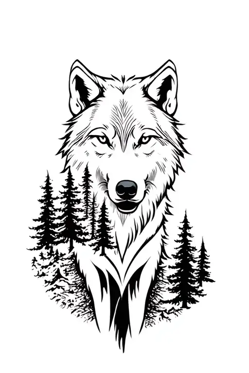 Wolf And Watch And Trees