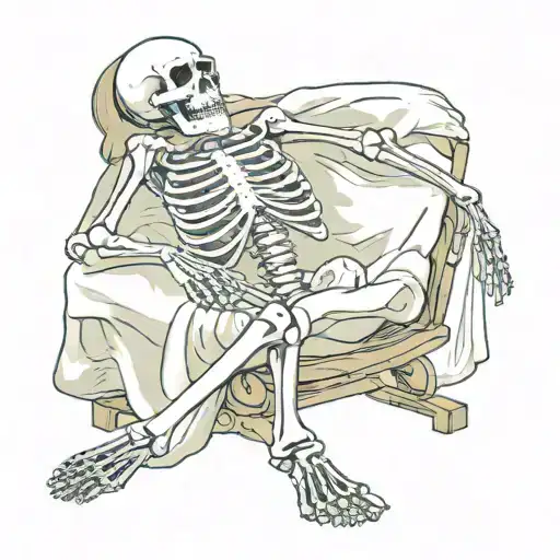A Skeleton With Its Head Wrapped In A Towel And Relaxing At A Spa