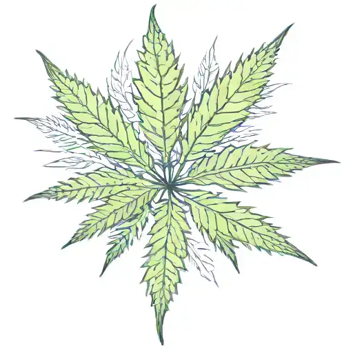 Cannabis Leaf With The Head Of A New Caledonian Cagou In The Background