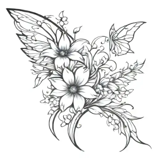 Flowers Between Fairy Wings