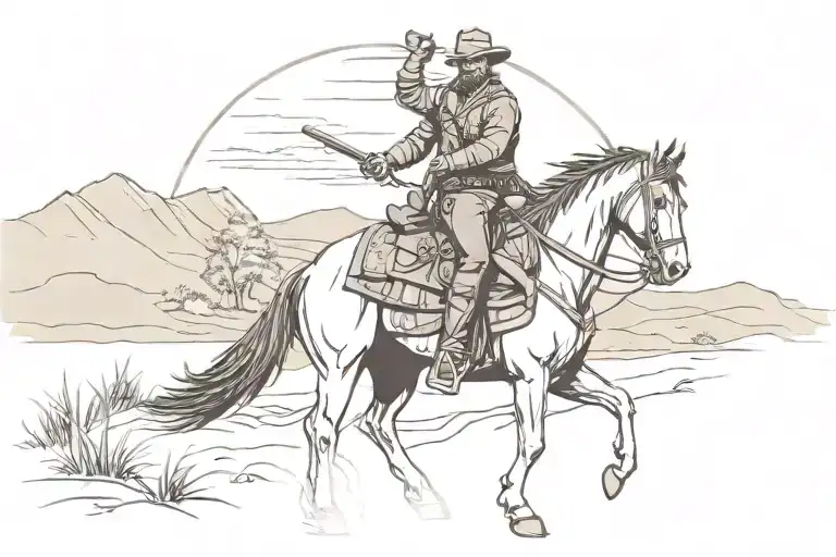 Arthur Morgan Riding A Horse Far Away