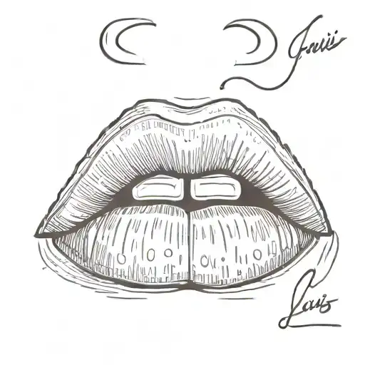 A Lip Imprint With Luis Spelled Out In The Lip Print On The Bottom Lip