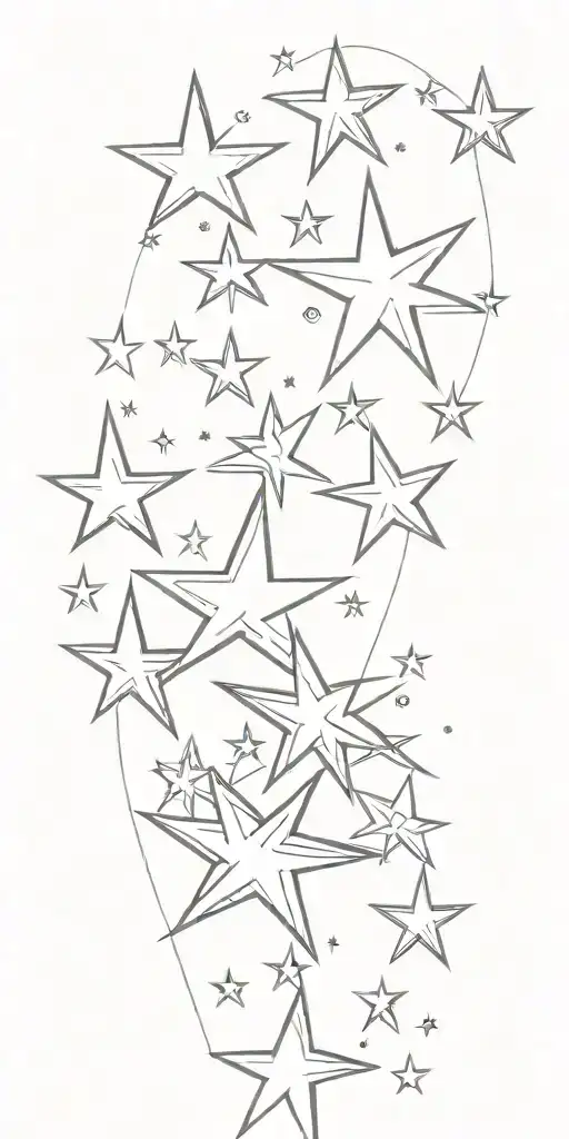 Slutty Sexy Stars Fine Line Tattoo In Motion