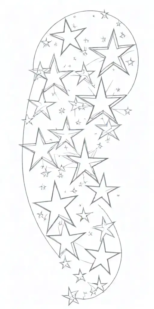 Slutty Sexy Stars Fine Line Tattoo In Motion