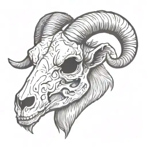 Symmetric Goat Head Skull Facing Straight