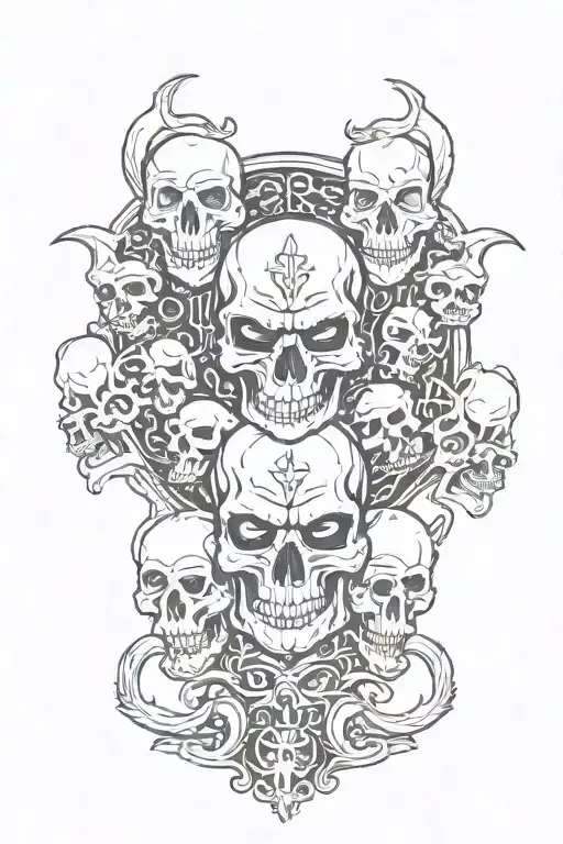 Demon Evil Loyalty Font Surrounded By Skulls