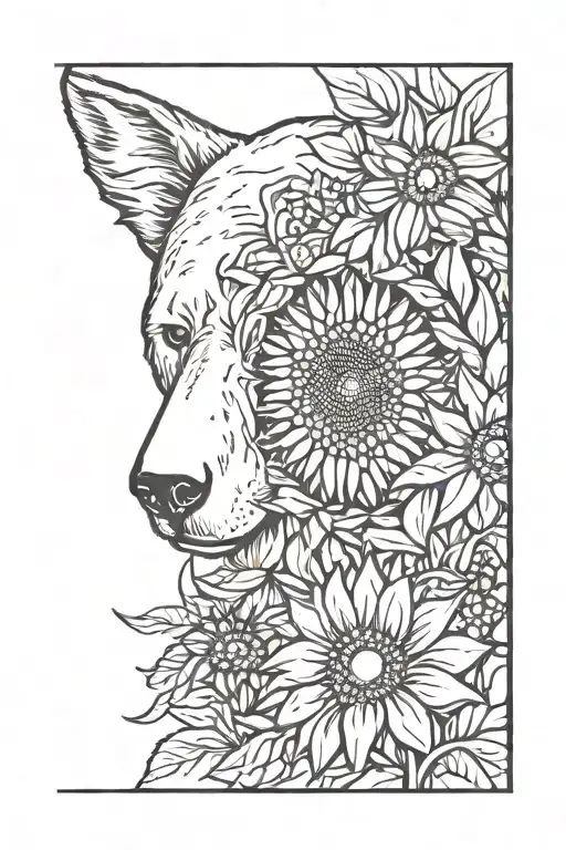 Sunflower And Bear Head