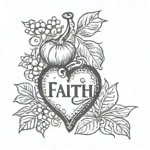 Heart That Has The Word Faith And A Pomegranate