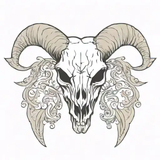 Symmetric Goat Head Skull Facing Towards The Camera