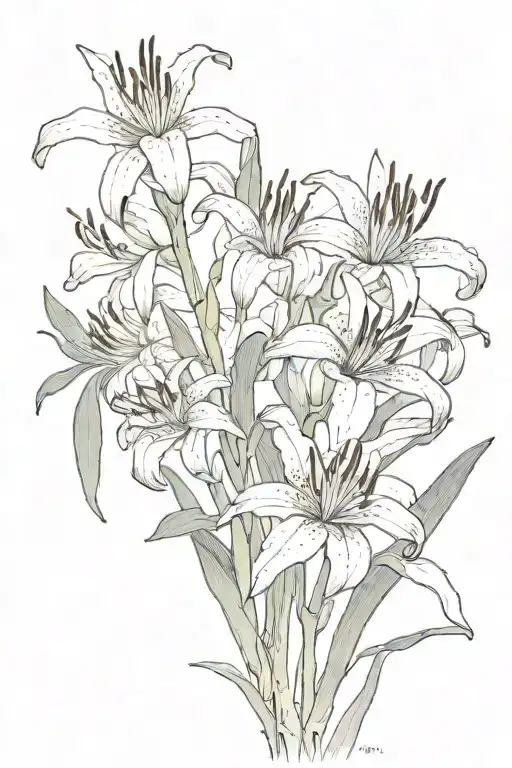 A Serene Sunset Scene With A Fire Lily Blooming In The Foreground