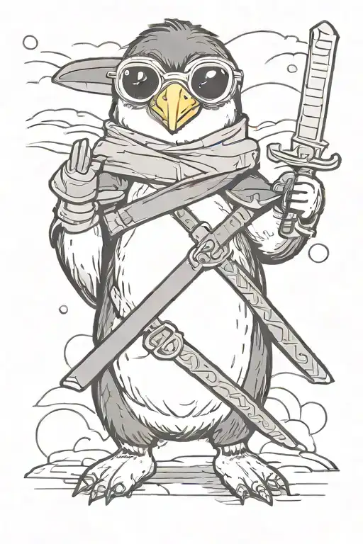 A Penguin Wearing Sunglasses Holding A Sword
