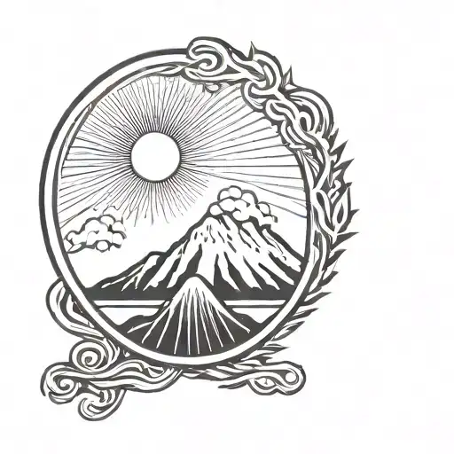 Volcano Bord Sun Rising