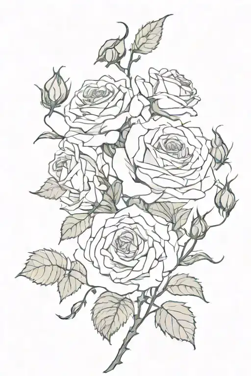 Long Vine Of Roses And Rose Buds