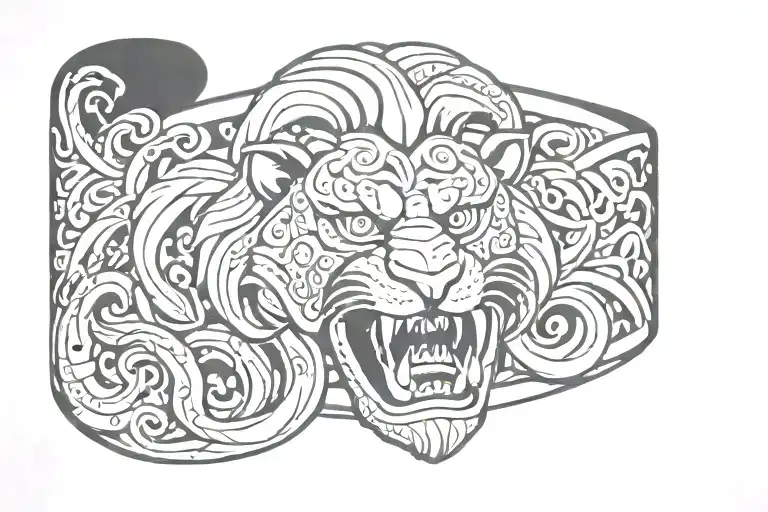 Wrist Band Polynesian Snake With Lion Head Emerging