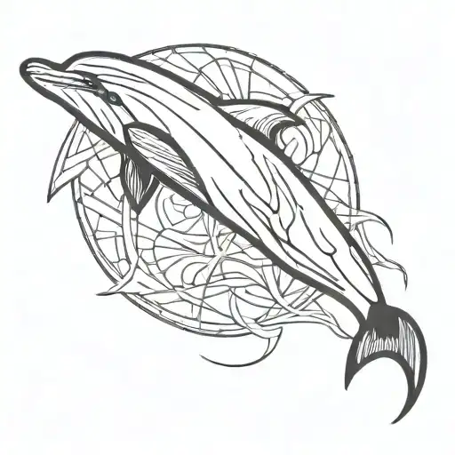 Dolphin Minimalist Fine Line Style