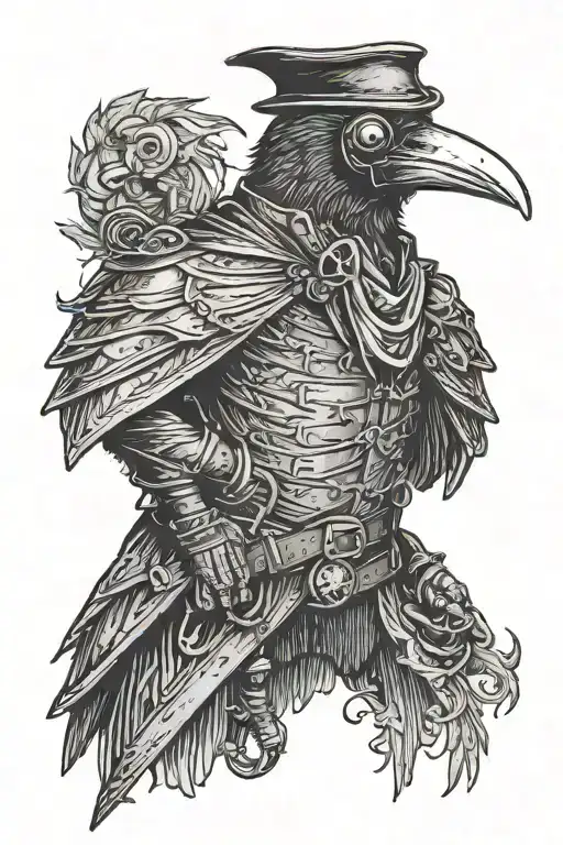 Crow With A Plague Doctor Mask And A Crow Body